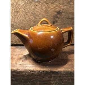 Teapot McCoy Pottery Ceramic Brown Glaze Made in USA Small Personal Size